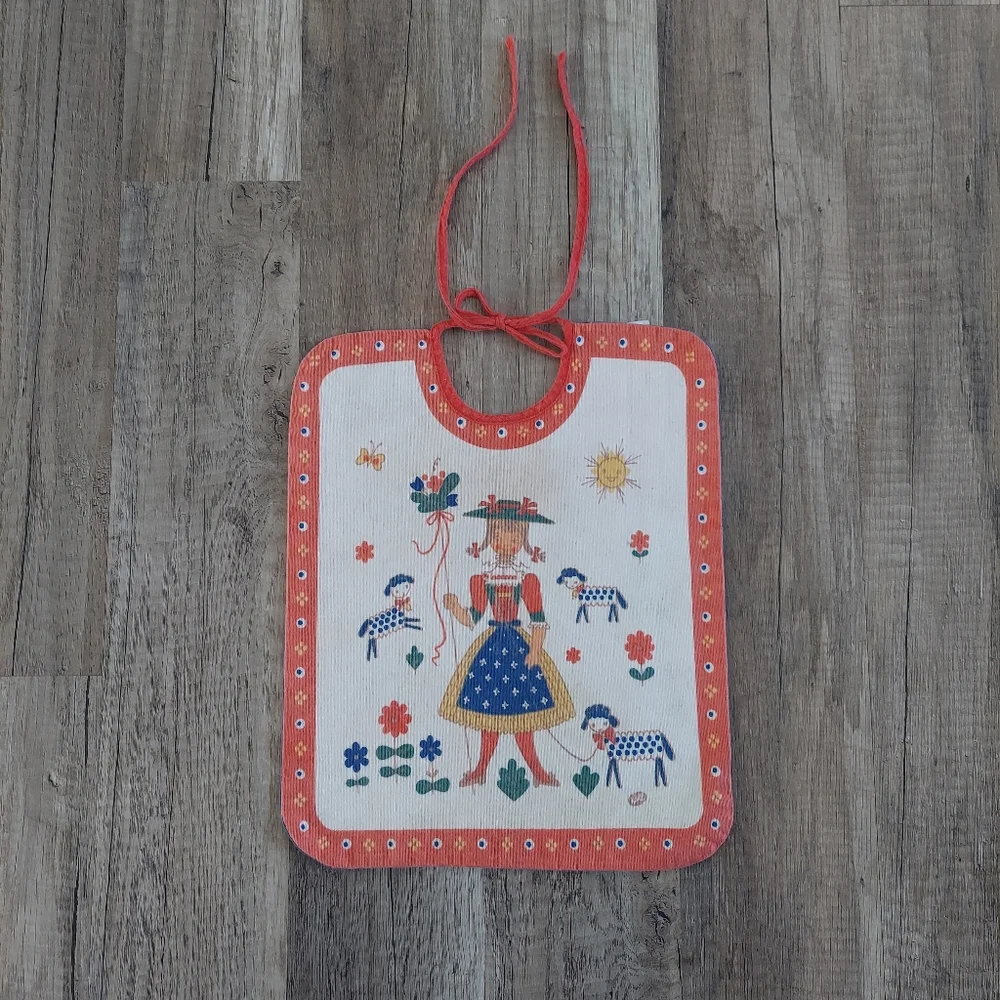 Vintage Kolf Baby Bib Reversible Austrian Folk Art